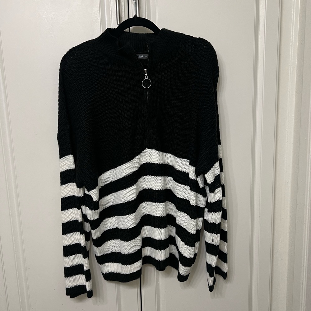 Striped Quarter Zip Sweater